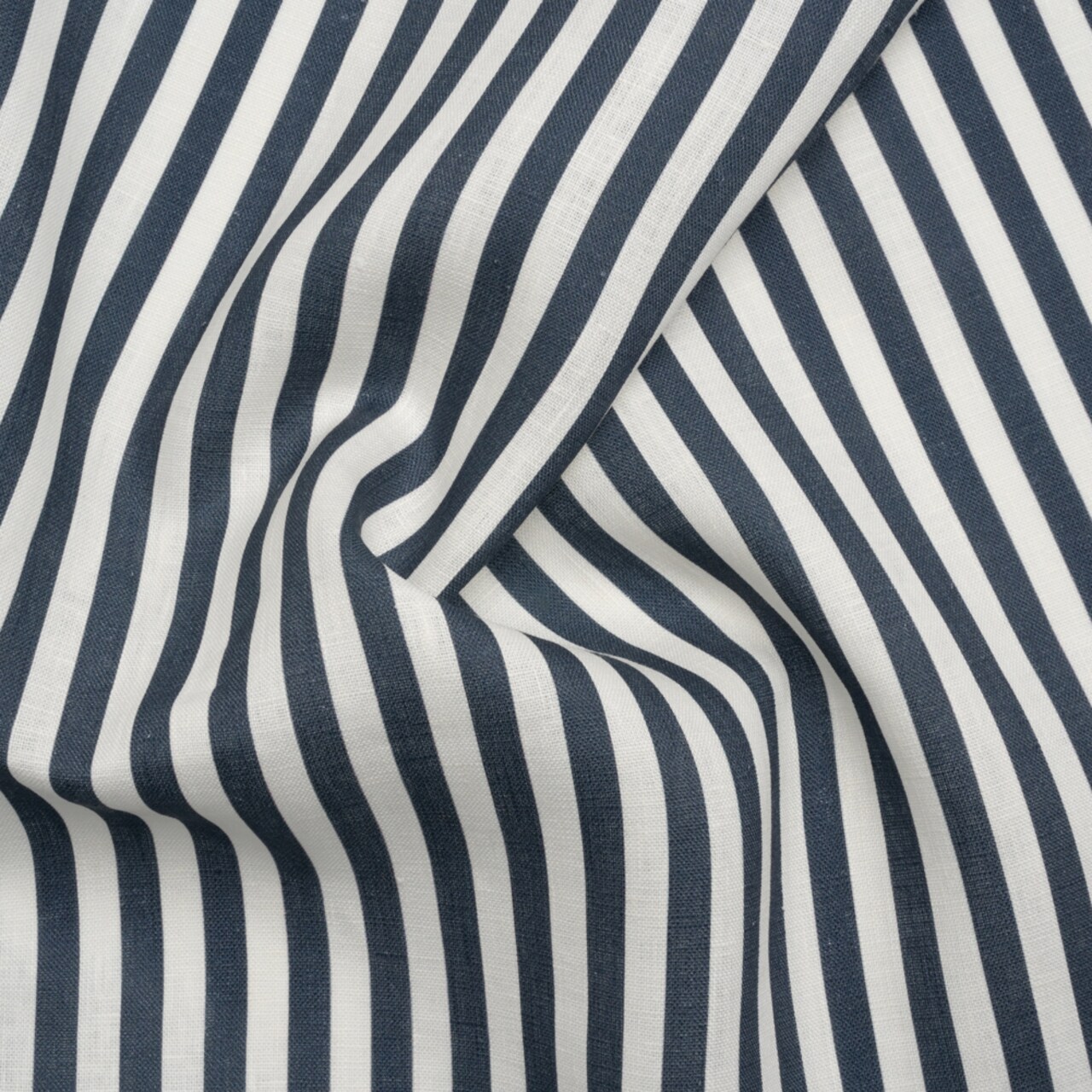 1 Yard Medium Weight Linen Woven Steel Blue Stripes 58-inch Width Fabric